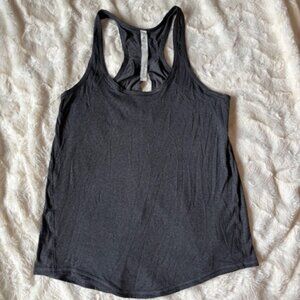 Lululemon Salute the Sun Tank Racer Top Heathered Black Split back Ladies Size 4